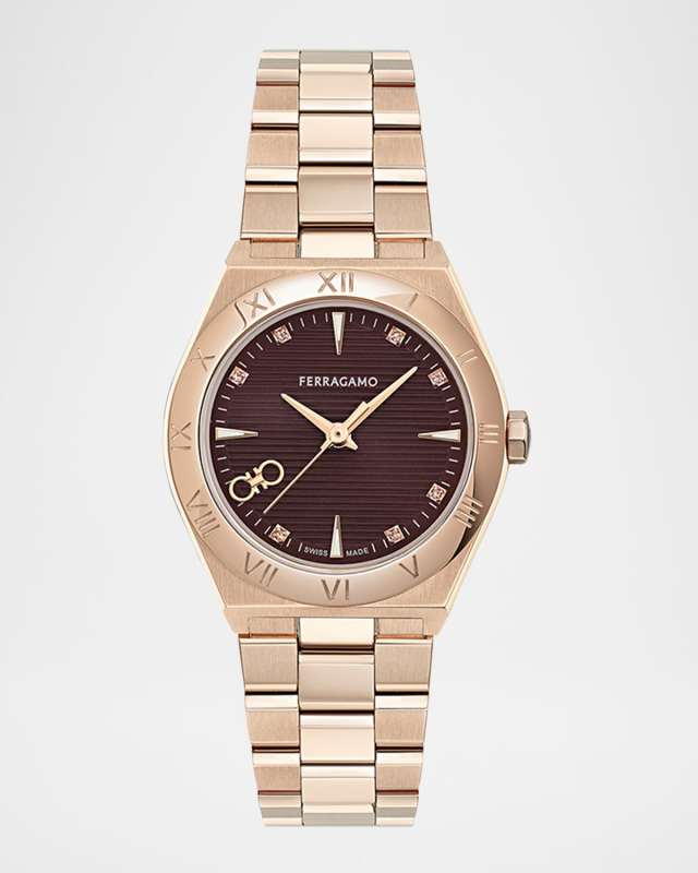 Vega Upper East 28MM IP Rose Gold Diamond Watch